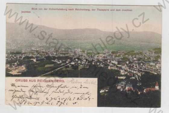  - Liberec (Reichenberg), celkový pohled, kolorovaná, DA