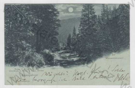  - Krkonoše (Riesengebirge) - Trutnov, les, řeka, mondschein, DA