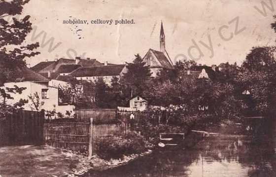  - Soběslav, Tábor, celkový pohled, kostel, řeka