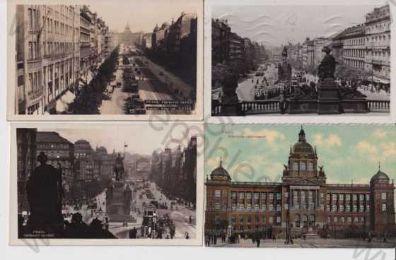  - 4x pohlednice: Praha 1 - Prag, centrum, Václavské náměstí, Foto Fon, N8rodní muzeum