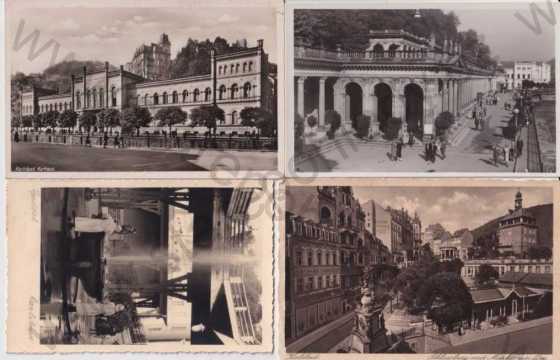 - 4x pohlednice: Karlovy Vary - Karlsbad, lázeňský dům, pramen, náměstí