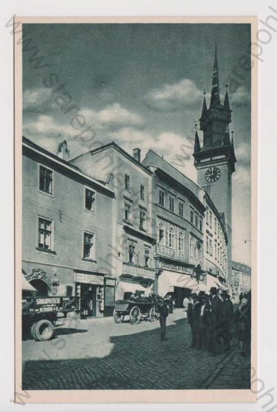  - Znojmo (Znaim) - radnice, auto, kůň povoz, obchody