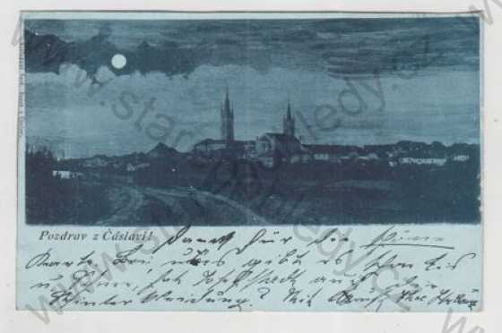  - Čáslav (Kutná hora), celkový pohled, mondschein, DA