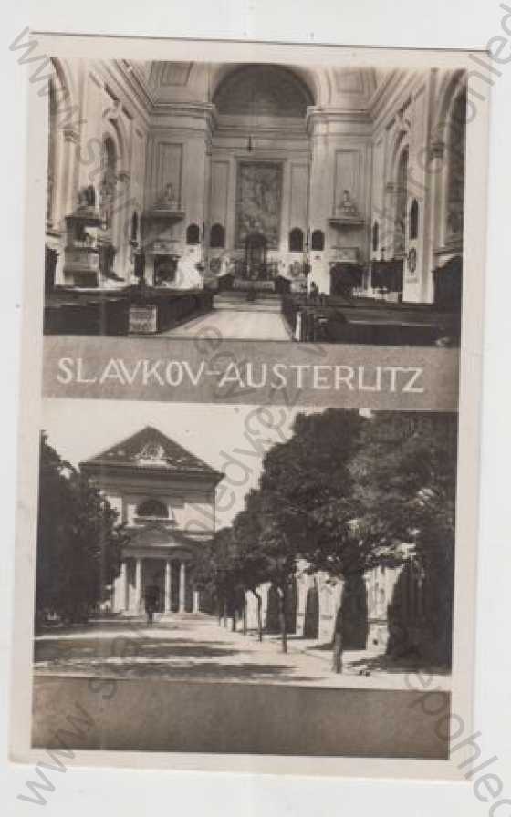  - Slavkov (Austerlitz) - Vyškov, více záběrů, kostel, oltář, Grafo Čuda Holice