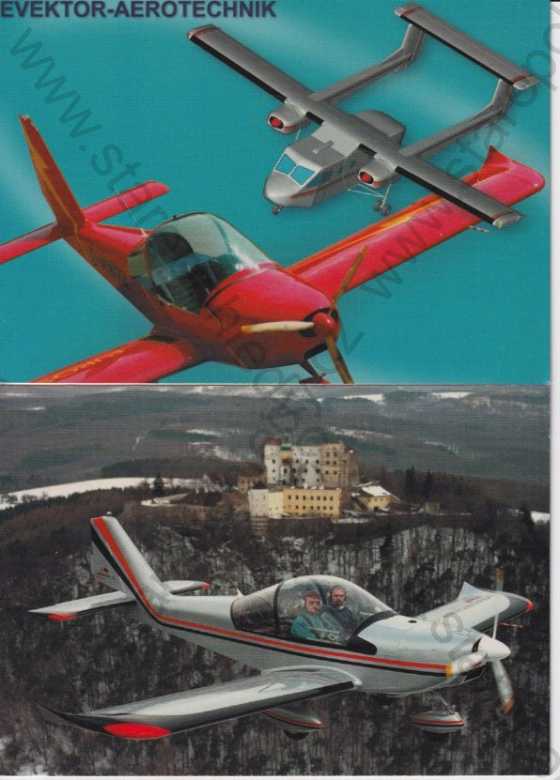  - 2 ks pohlednic: Letadla, Evektor - Aerotechnik
