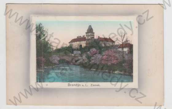  - Brandýs nad Labem (Praha - východ), zámek, kolorovaná, plastická karta