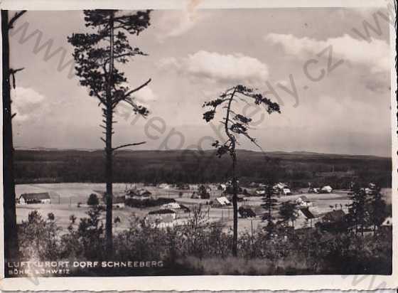  - Děčínský Sněžník - Schneeberg (Děčín), vesnice, pohled z výšky, domy