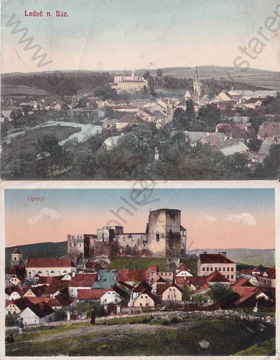  - 2ks pohlednice: Lipnice, Ledeč nad Sázavou, hrad, Havlíčkův Brod - Německý Brod