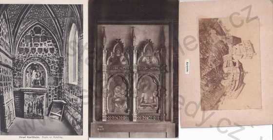  - 3x pohlednice: Karlštejn (Beroun), hrad, kaple