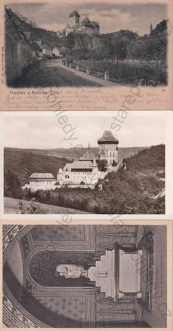  - 3x pohlednice: Karlštejn (Beroun), hrad