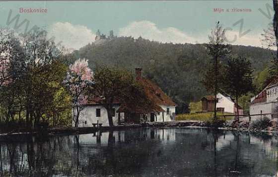  - Boskovice (Blansko) mlýn a zříceinna, kolorovaná