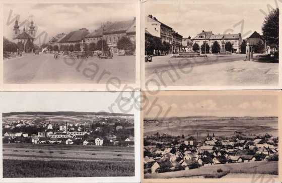  - 4x pohlednice: Vamberk (Rychnov nad Kněžnou), celkový pohled, náměstí