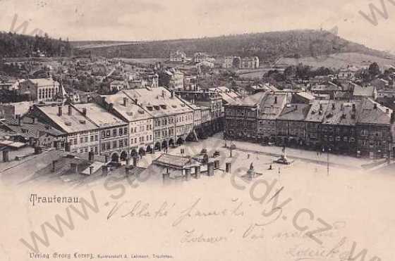 - Trutnov, Trautenau, náměstí, obchody, DA, pohled z výšky