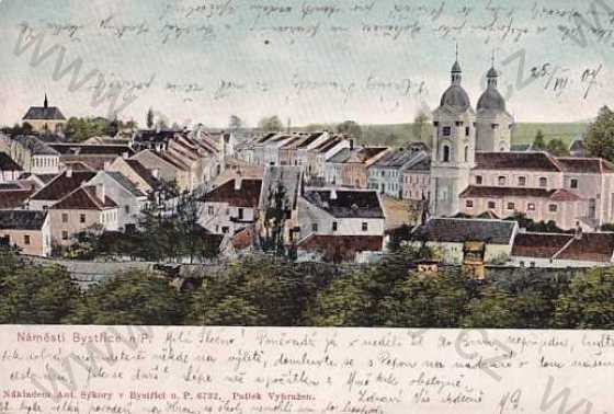  - Bystřice nad Perštejnem, Žďár nad Sázavou, celkový pohled, kolorovaná, DA, kostel