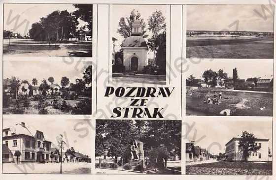  - STraky (Nymburk) více záběrů: kaple, pomník, celkový záběr, obecní dům