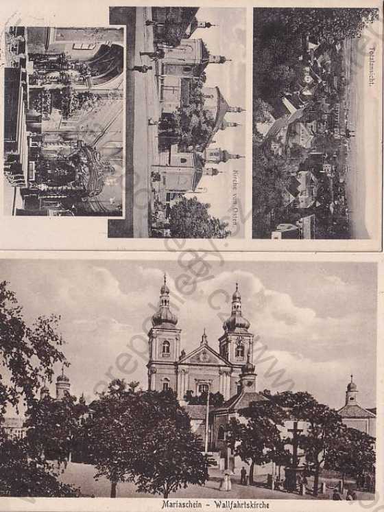  - 2x pohlednice: Bohosudov - Mariaschein (Teplice) celkový pohled, kostel