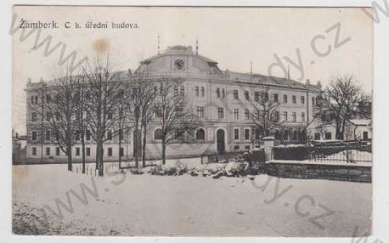  - Žamberk (Ústí nad Orlicí), úřední budova, sníh, zimní