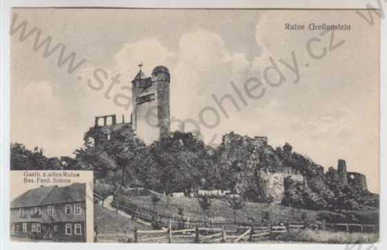  - Rakousko, Ruine Greifenstein, více záběrů, hrad, zřícenina, restaurace