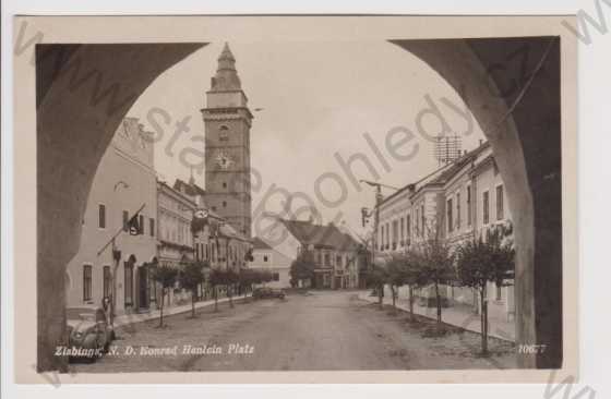  - Slavonice (Zlabings) - kostel, auto, nacistická výzdoba