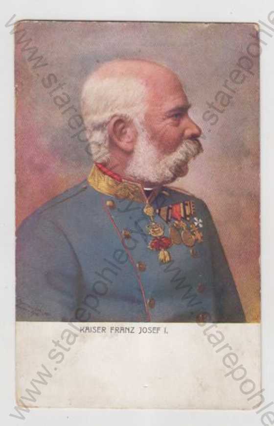  - František Josef I., portrét, kolorovaná
