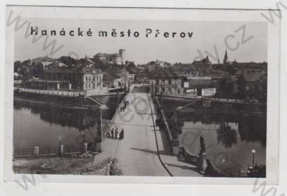  - Přerov, Haná, most, pohled ulicí, částečný záběr města, Fototypia-Vyškov