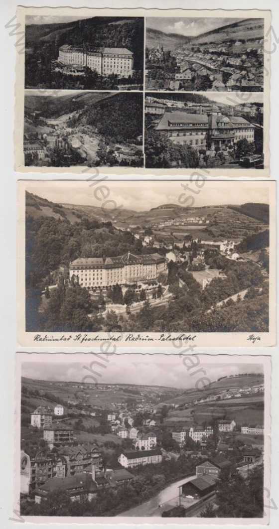  - 3x Lázně Jáchymov (St. Joachimstal) - Karlovy Vary, více záběrů, lázně, hotel, částečný záběr města