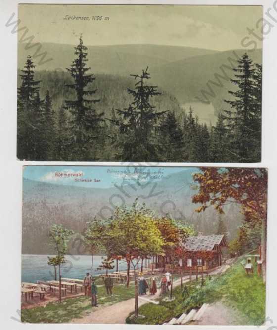  - 2x Šumava - Jezera (Klatovy), Jezero Laka (Lackensee), Černé jezero (Schwarzen See)