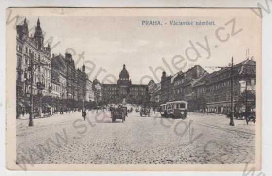  - Praha 1, Václavské náměstí, tramvaj, kočár, muzeum