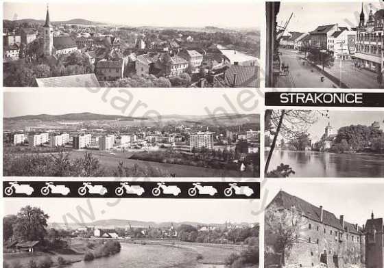  - Strakonice, více záběrů - celkový pohled, ulice, hrad, řeka, sídliště