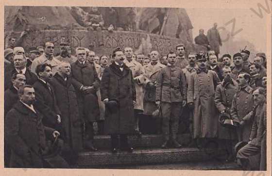  - Staroměstské náměstí, Praha, Husův pomník, První vláda Československé republiky, 1918