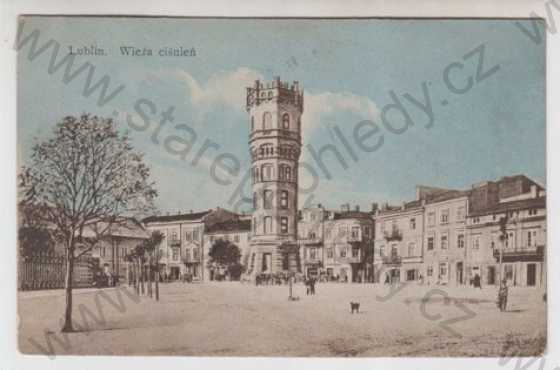  - Polsko, Lublin (Woj. Lubelskie), věž, náměstí, kolorovaná