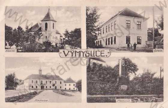  - Výmyslice - Vémyslice (Znojmo - Znaim), kostel, škola, radnice, pomník