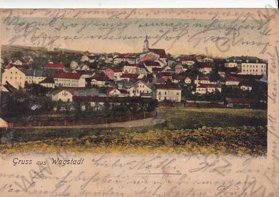  - Bílovec - Wigstadtl (Nový Jičín), celkový pohled, kolorovaná, DA