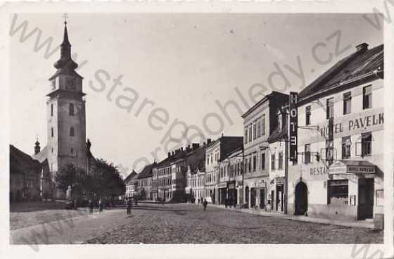  - Velké Meziříčí, Žďár nad Sázavou, náměstí, obchody, kostel