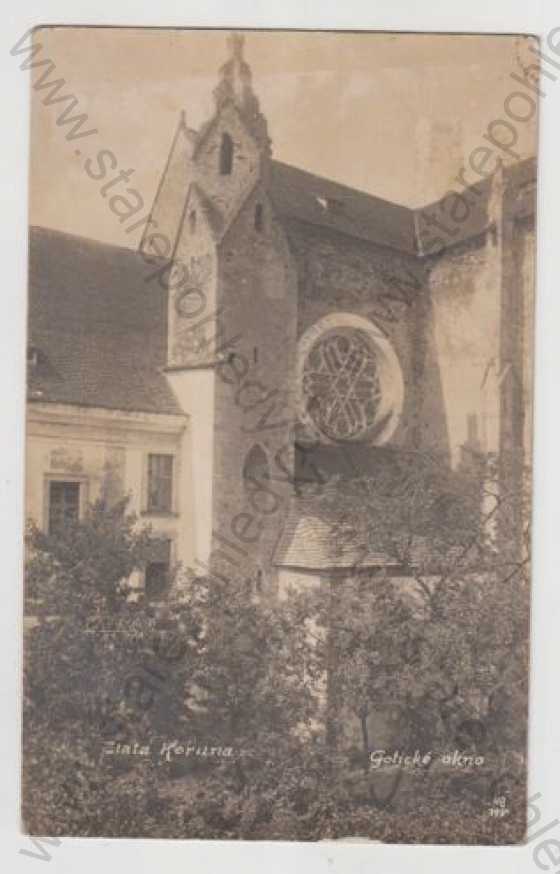  - Zlatá Koruna (Český Krumlov), kostel, gotika, okno