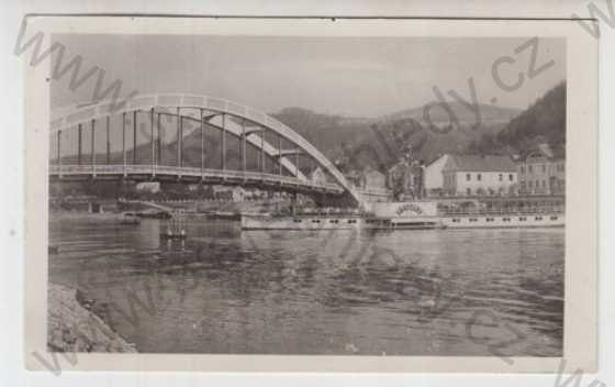  - Štěchovice (Praha - západ), řeka, most, parník, loď