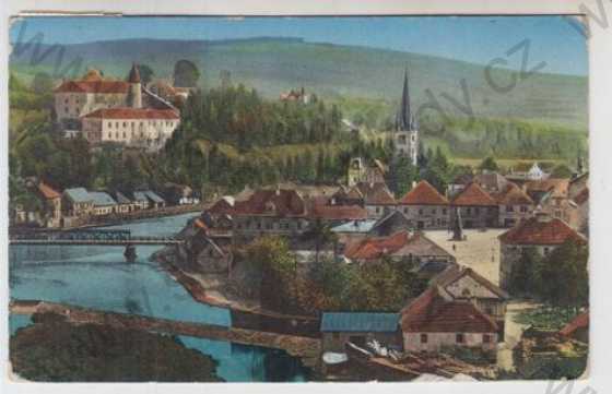  - Ledeč nad Sázavou (Havlíčkův Brod), částečný záběr města, kolorovaná