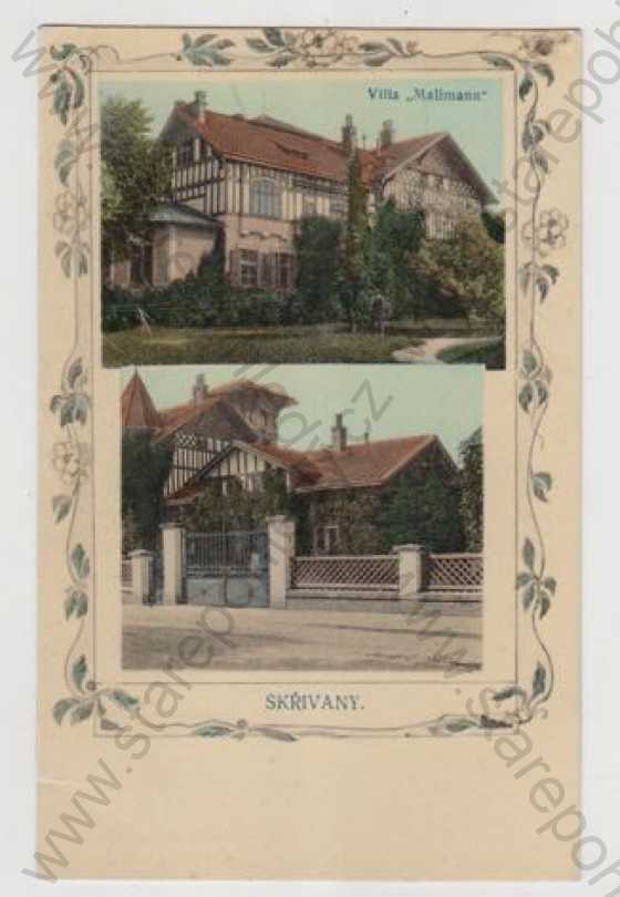  - Skřivany (Hradec Králové), více záběrů, Villa Mallmann, kolorovaná, koláž