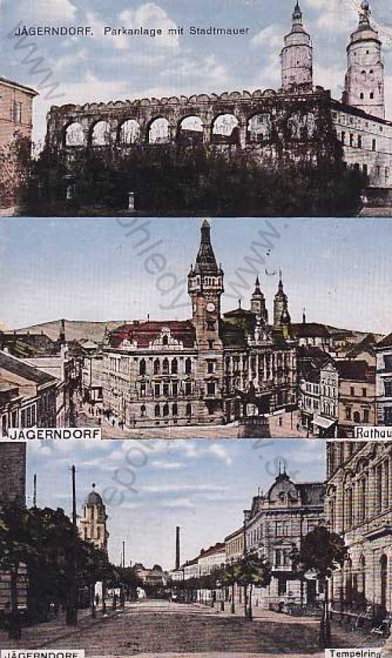  - Krnov - Jägrndorf (Bruntál) náměstí, zámek, radnice, kolorovaná