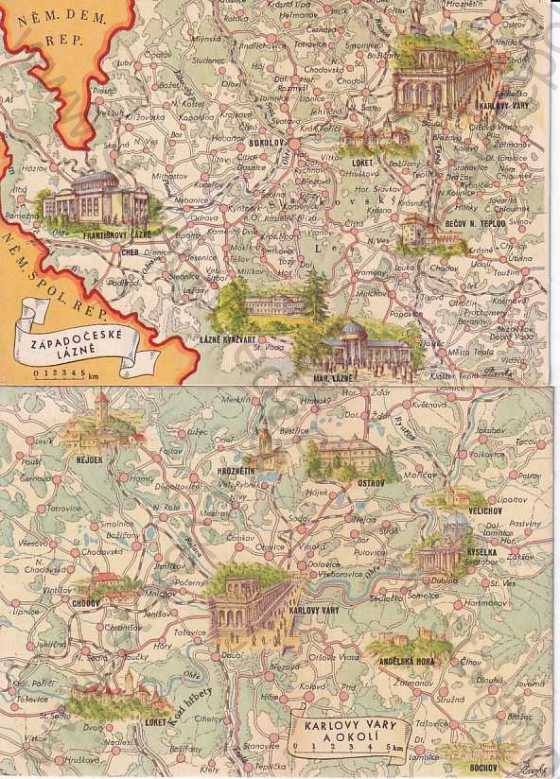  - Západočeské lázně, Karlovy Vary, mapa, 2 ks