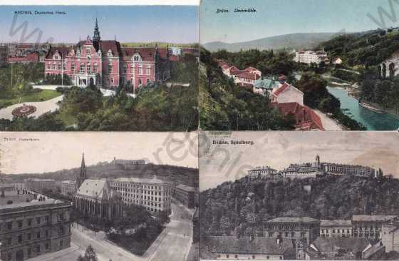  - 4x Brno - Brünn, divadlo, Špilberk, Německý dům, mlýn, náměstí