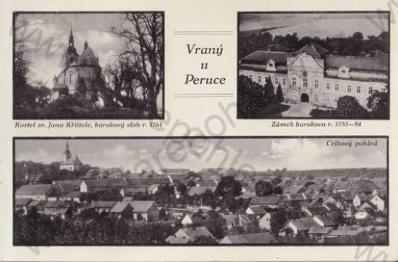  - Vraný u Peruce (Louny), celkový pohled, kostel, zámek