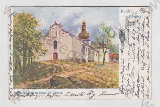  - Křemešník (Pelhřimov), kostel, kolorovaná, DA
