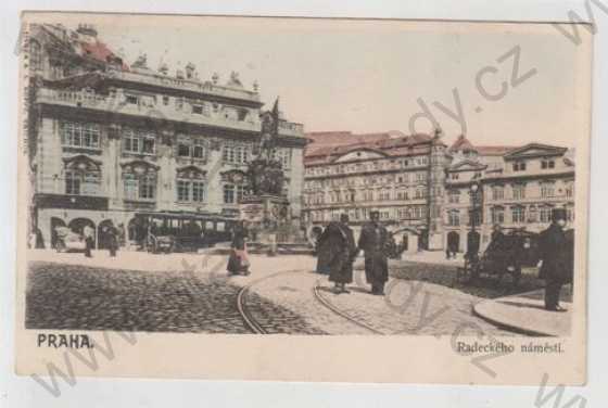  - Praha 1, Malá Strana, Radeckého náměstí, tramvaj, kolorovaná