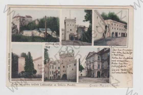  - Velké Meziříčí (Žďár nad Sázavou), více záběrů, zámek, partie, kolorovaná