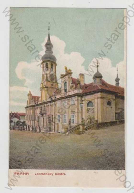  - Praha 1, Loretánský kostel, Hradčany, kolorovaná