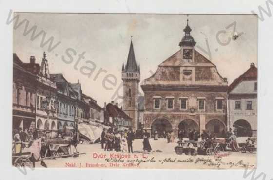  - Dvůr Králové nad Labem (Trutnov), náměstí, trh, kolorovaná, DA