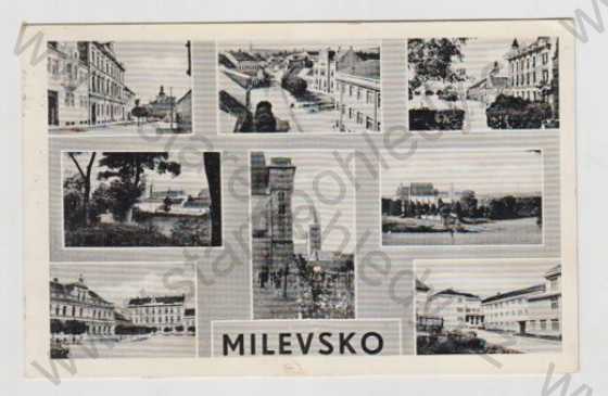  - Milevsko (Písek), více záběrů, pohled ulicí, náměstí, náměstí, částečný záběr města, Fototypia-Vyškov