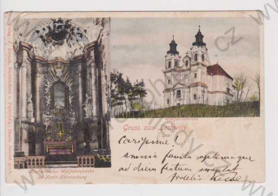  - Lechovice - kostel, oltář, kolorovaná, DA