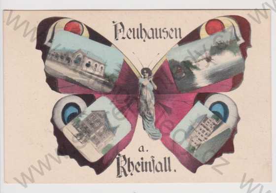  - Švýcarsko - Neuhausen a. Rheinfall - koláž motýl, kolorovaná